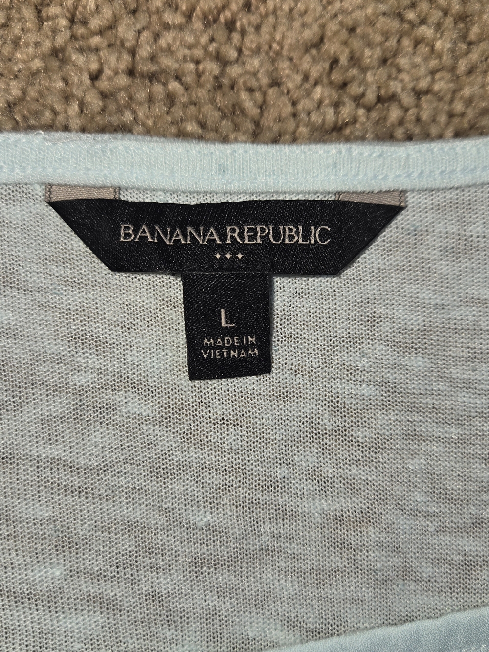 Banana Republic Mint Aqua Linen Blend Sheer Yoke Crochet Trim Top Size L - Picture 3 of 6